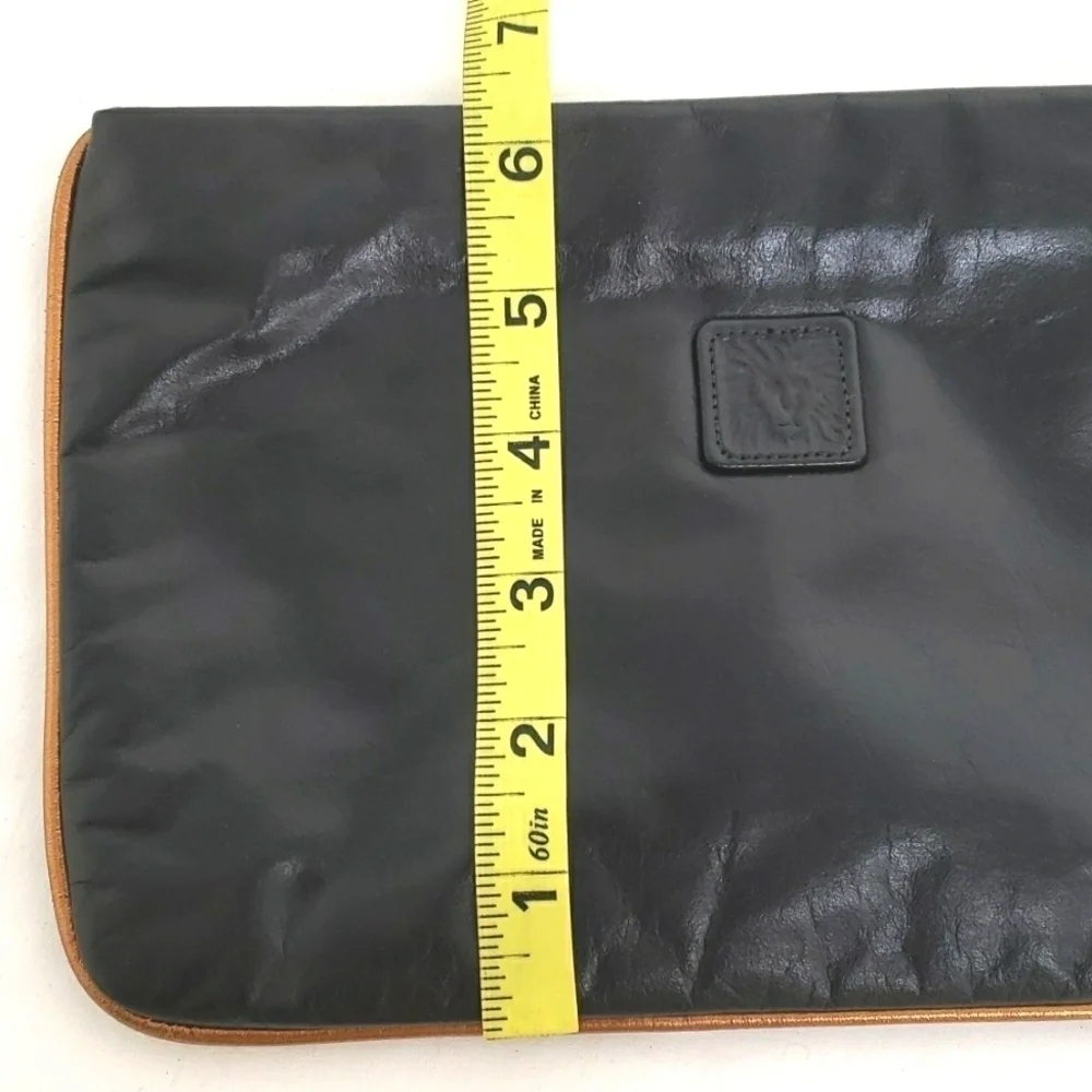 Anne Klein Clutch Bag By Calderon Black Leather with Bronze Trim EUC